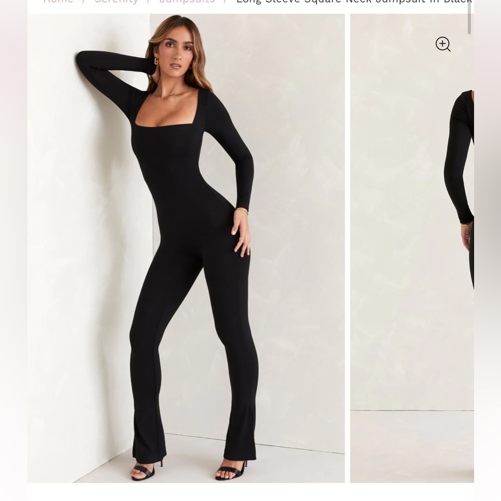 Oh Polly Long Sleeve Square Neck Jumpsuit